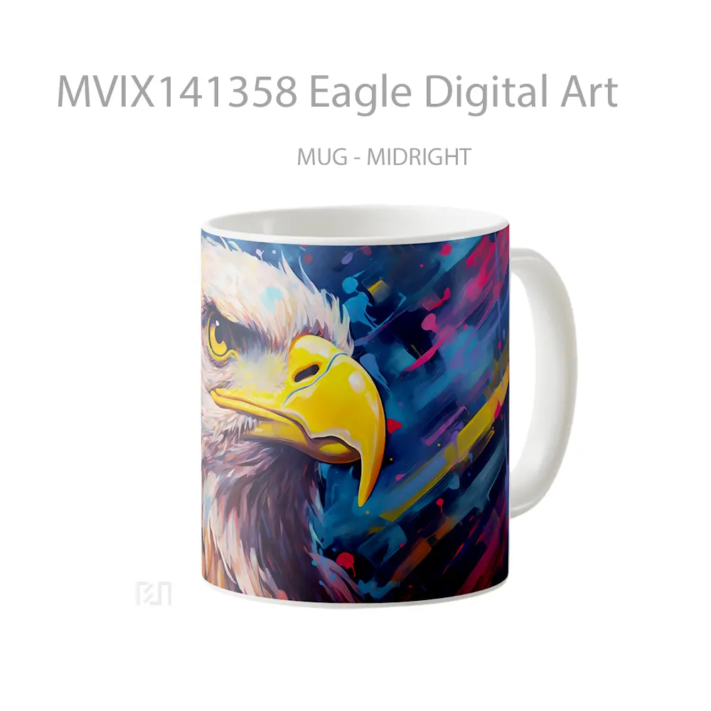 Mug Eagle Digital Art Gelas Keramik Unik - All-side / Desain