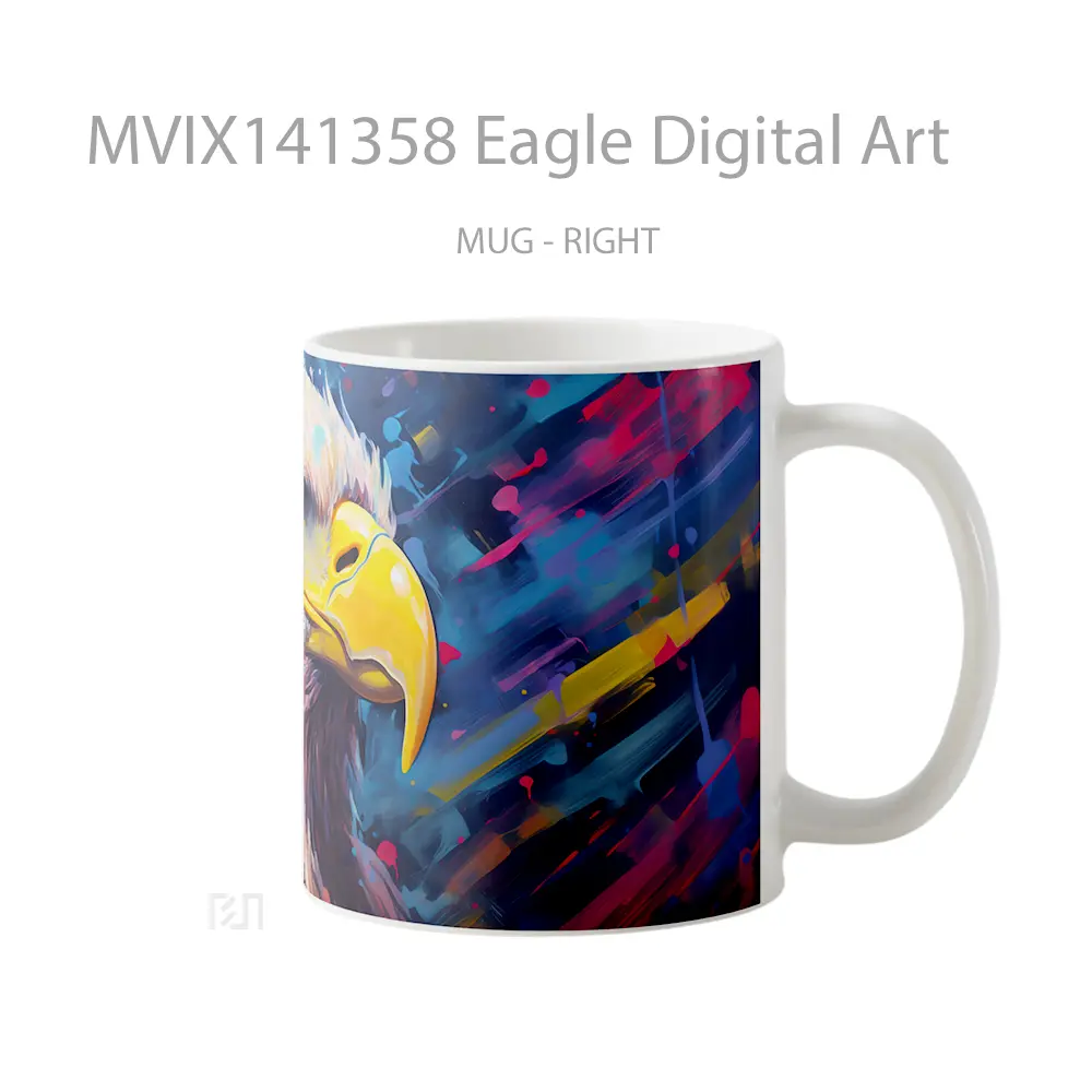 Mug Eagle Digital Art Gelas Keramik Unik - All-side / Desain