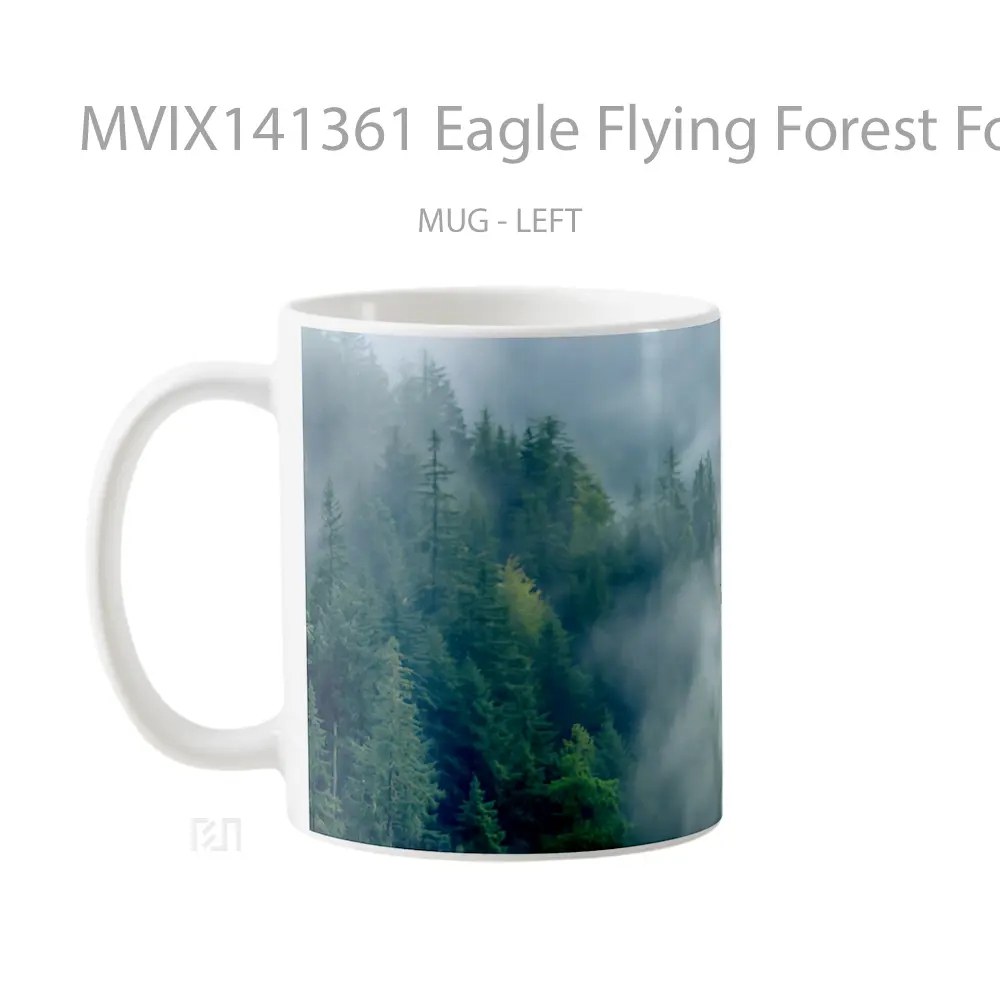 Mug Eagle Flying Forest Fog Gelas Pemandangan Alam - All-side / Desain