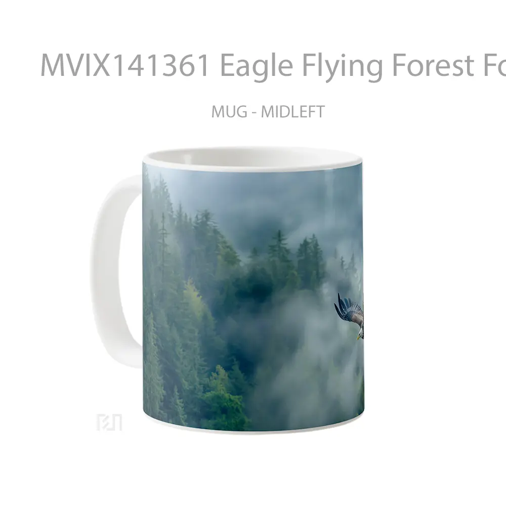 Mug Eagle Flying Forest Fog Gelas Pemandangan Alam - All-side / Desain