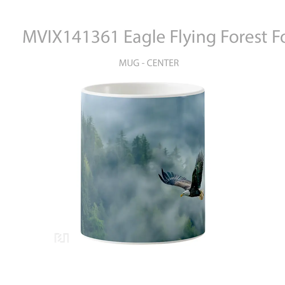 Mug Eagle Flying Forest Fog Gelas Pemandangan Alam