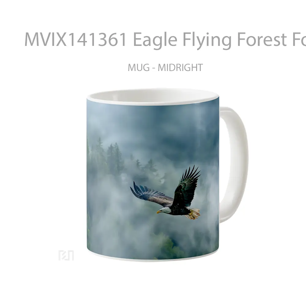 Mug Eagle Flying Forest Fog Gelas Pemandangan Alam - All-side / Desain