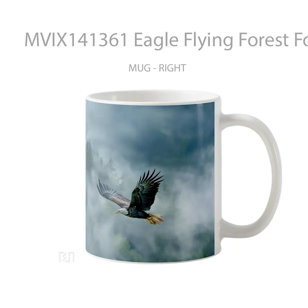 Mug Eagle Flying Forest Fog Gelas Pemandangan Alam - All-side / Desain