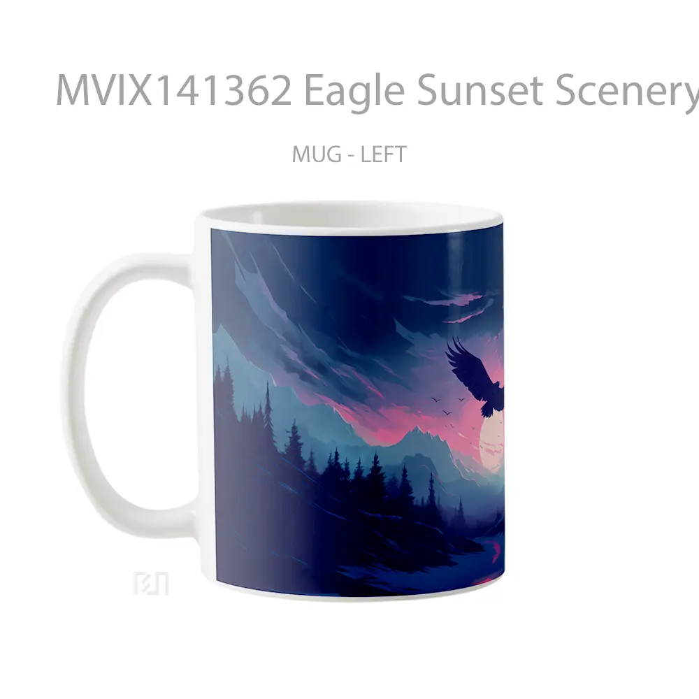 Mug Eagle Sunset Scenery Minimalist Digital Art Gelas Pemandangan Alam - All-side / Desain