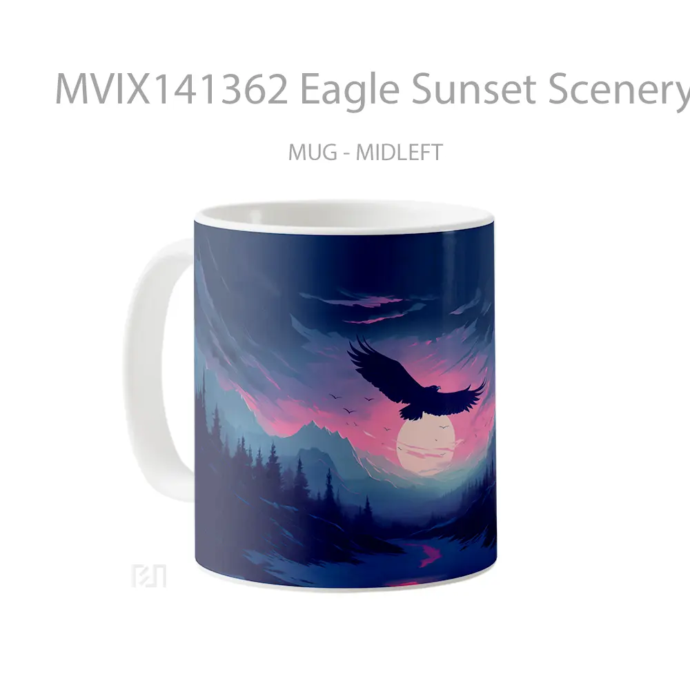 Mug Eagle Sunset Scenery Minimalist Digital Art Gelas Pemandangan Alam - All-side / Desain