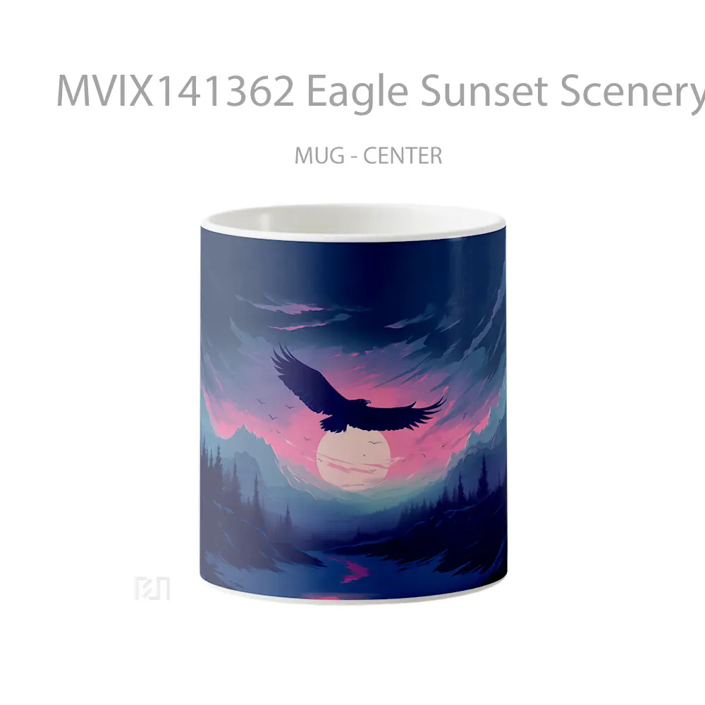Mug Eagle Sunset Scenery Minimalist Digital Art Gelas Pemandangan Alam