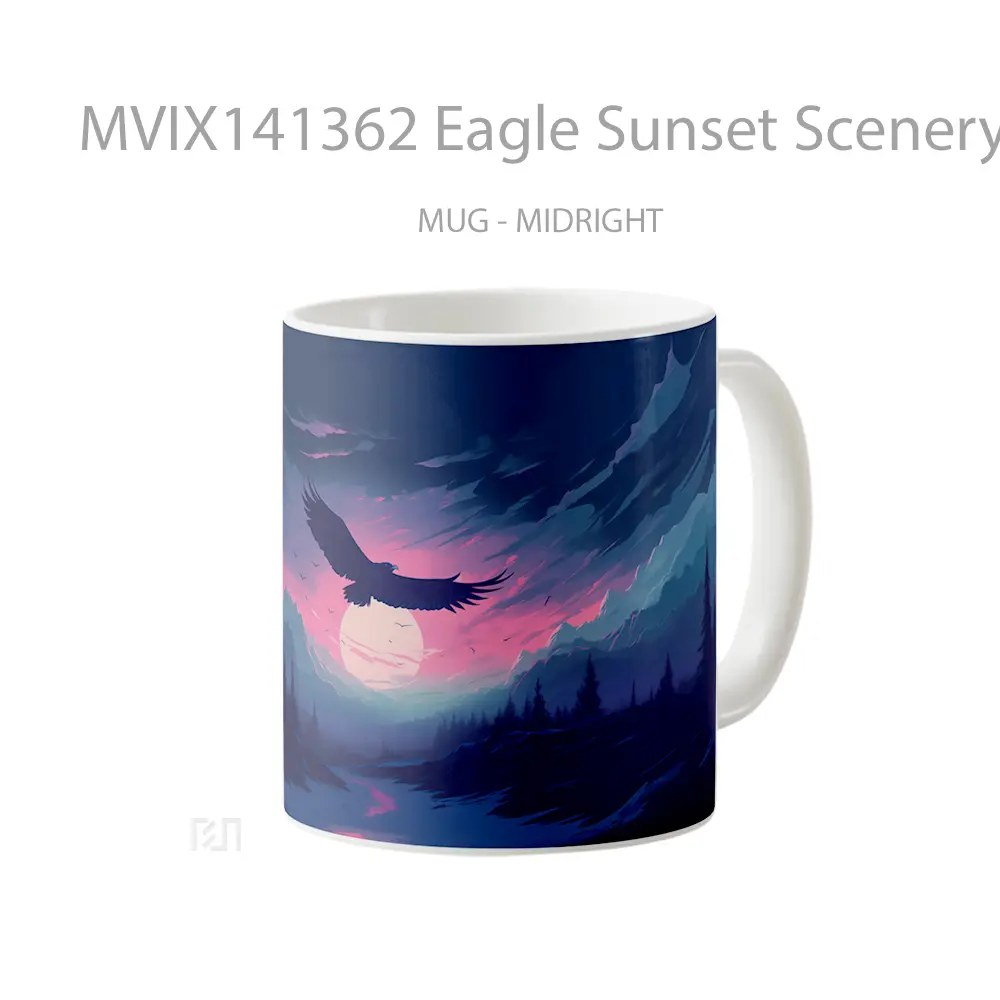 Mug Eagle Sunset Scenery Minimalist Digital Art Gelas Pemandangan Alam - All-side / Desain
