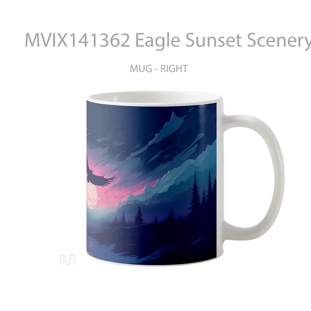 Mug Eagle Sunset Scenery Minimalist Digital Art Gelas Pemandangan Alam - All-side / Desain