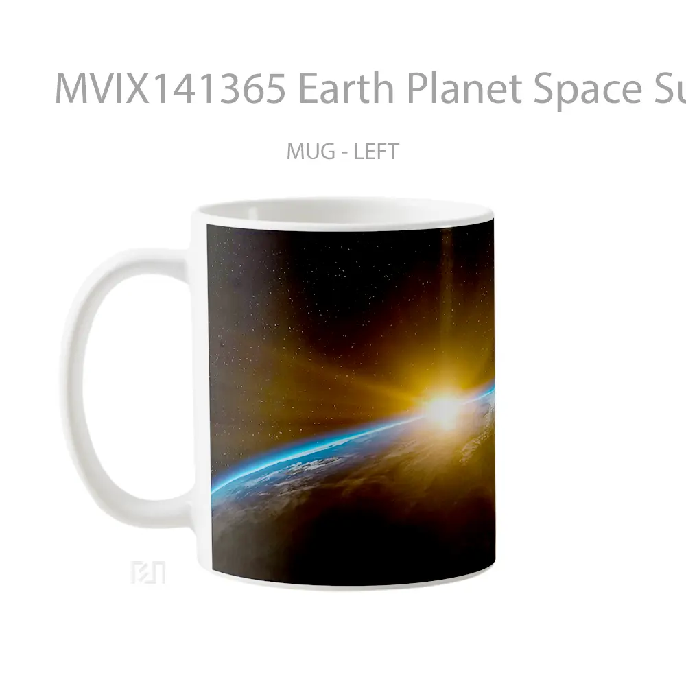 Mug Earth Planet Space Sunrise Gelas Pemandangan Alam - All-side / Desain