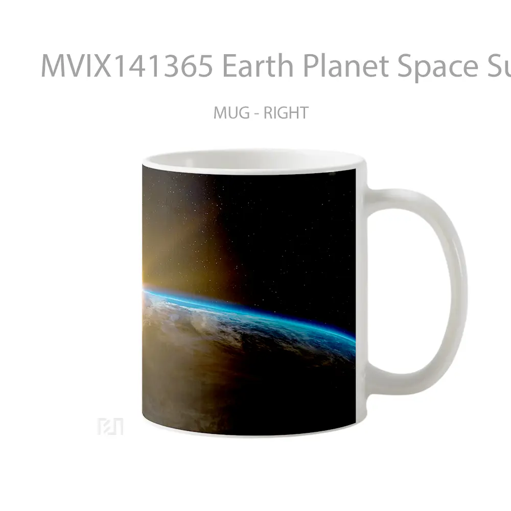 Mug Earth Planet Space Sunrise Gelas Pemandangan Alam - All-side / Desain