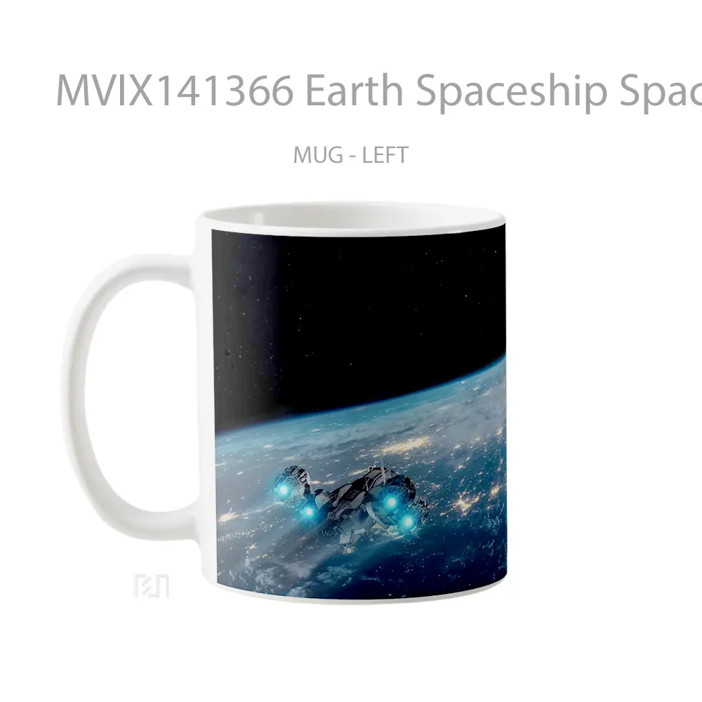 Mug Earth Spaceship Space Planet Sci Fi Gelas Keramik Unik - All-side / Desain