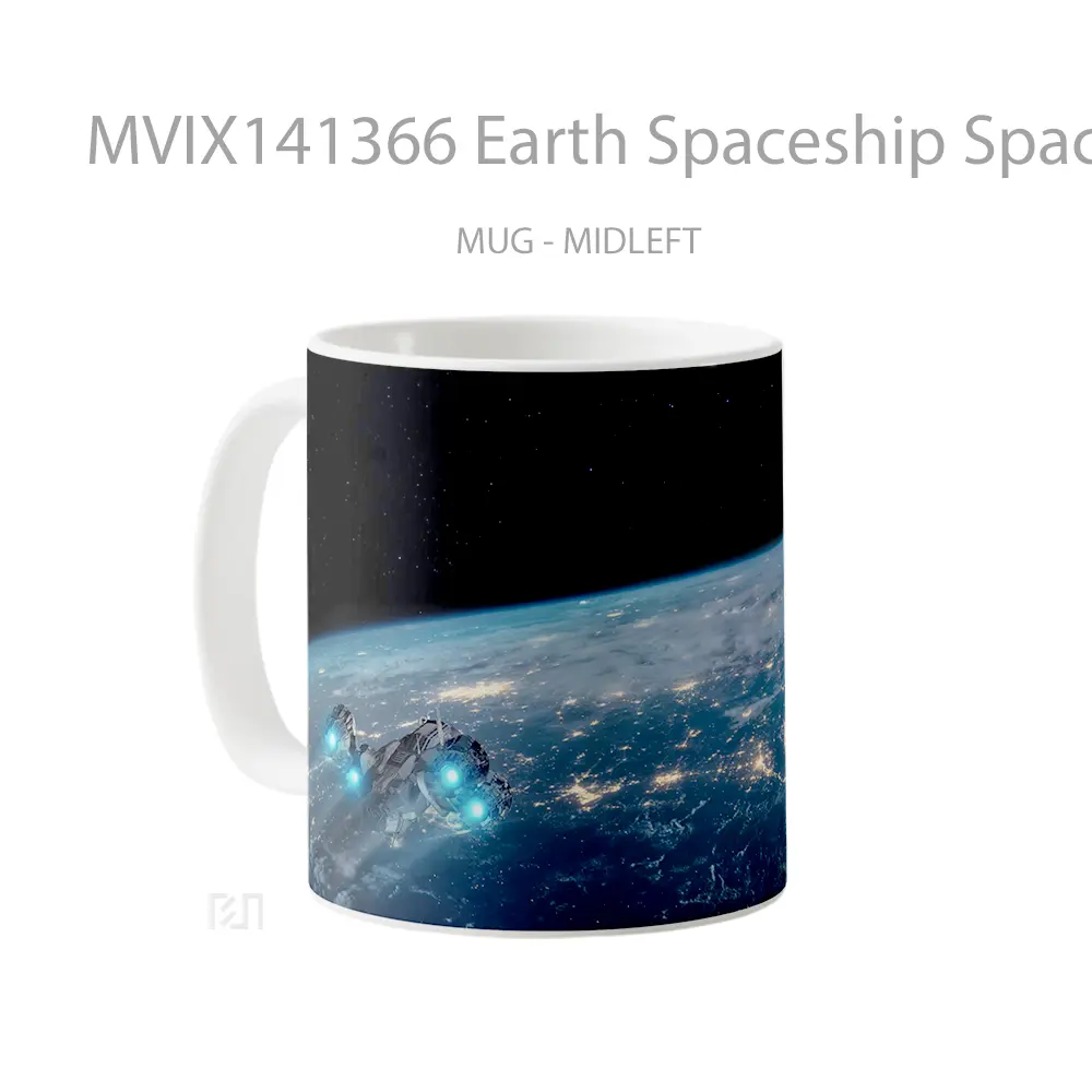 Mug Earth Spaceship Space Planet Sci Fi Gelas Keramik Unik - All-side / Desain
