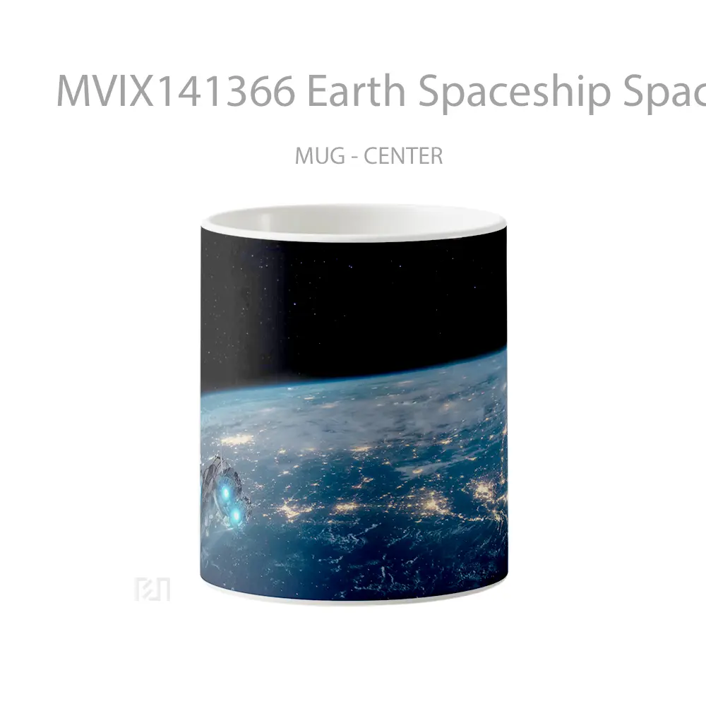 Mug Earth Spaceship Space Planet Sci Fi Gelas Keramik Unik
