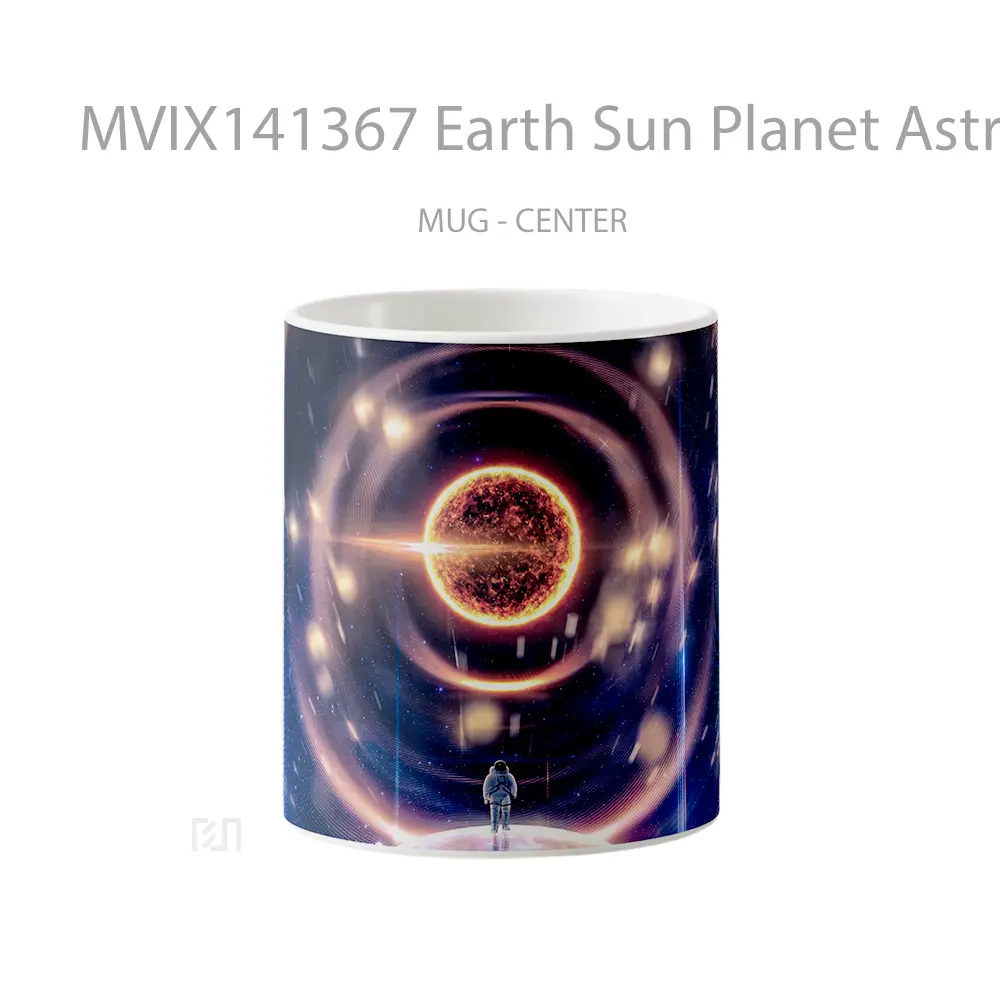 Mug Earth Sun Planet Astronaut Space Cosmos Digital Art Gelas Keramik Unik