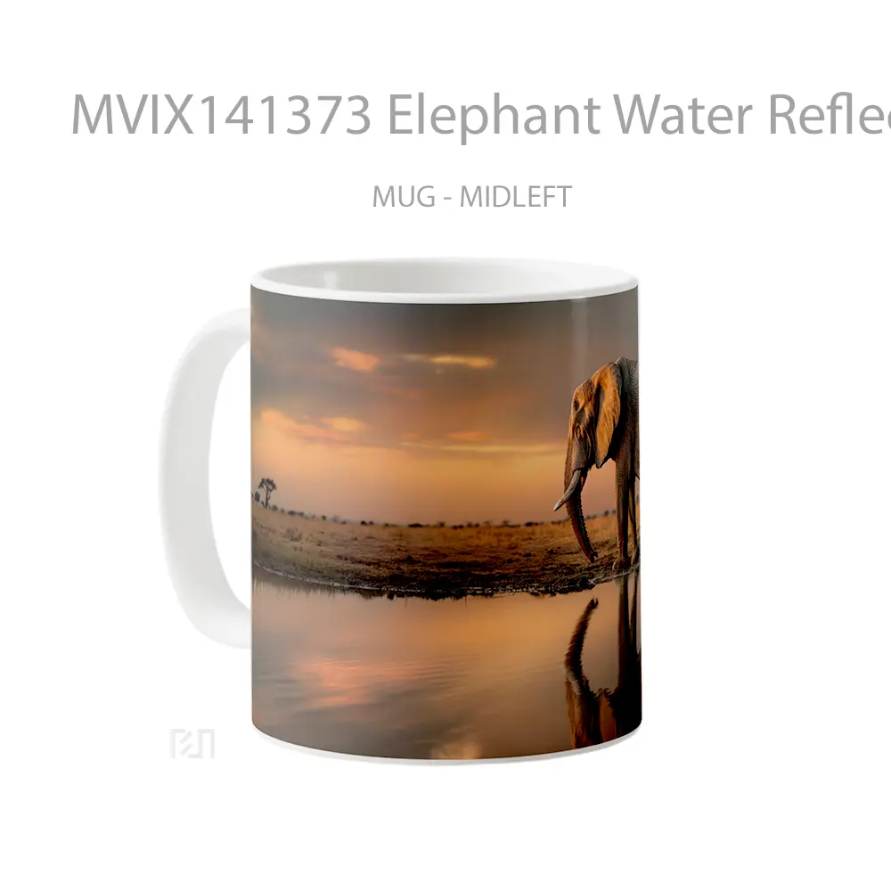 Mug Elephant Water Reflection Animal Gelas Hewan Lucu - All-side / Desain