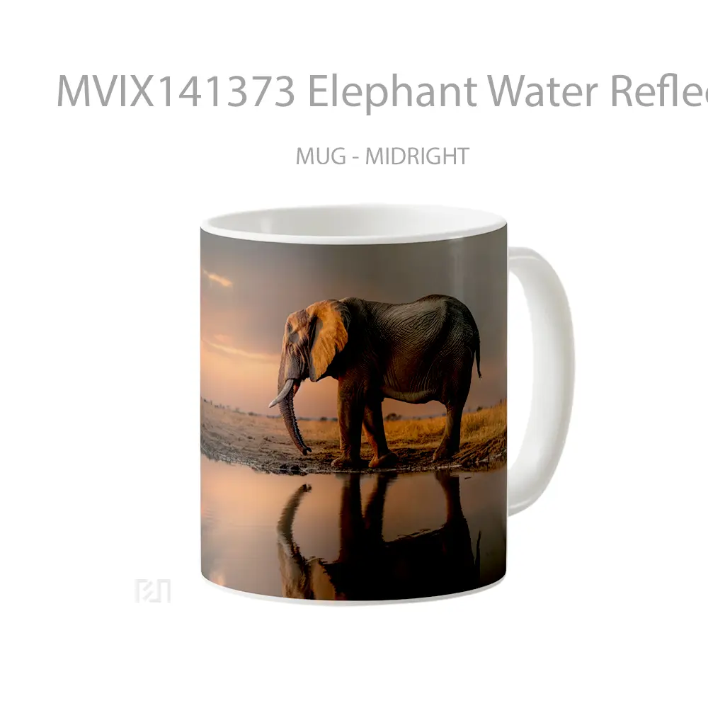 Mug Elephant Water Reflection Animal Gelas Hewan Lucu - All-side / Desain
