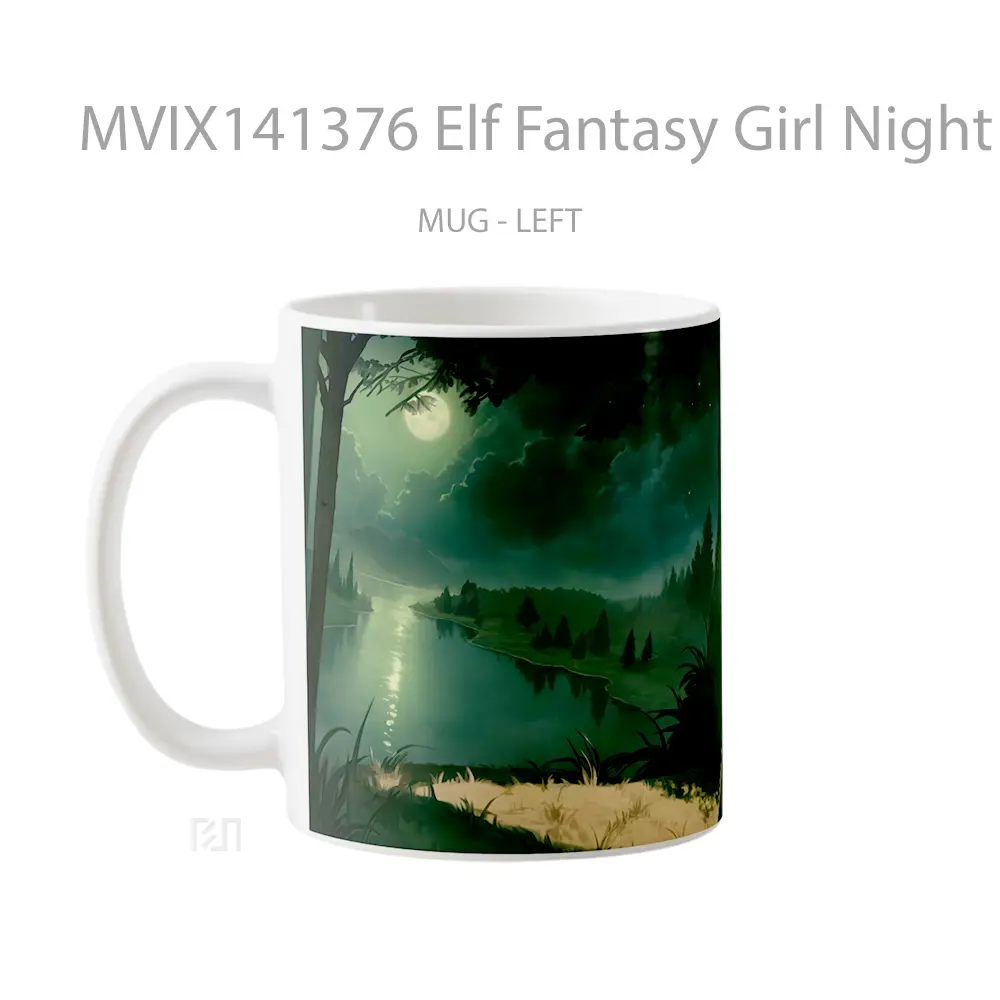 Mug Elf Fantasy Girl Night Moo Gelas Keramik Unik - All-side / Desain