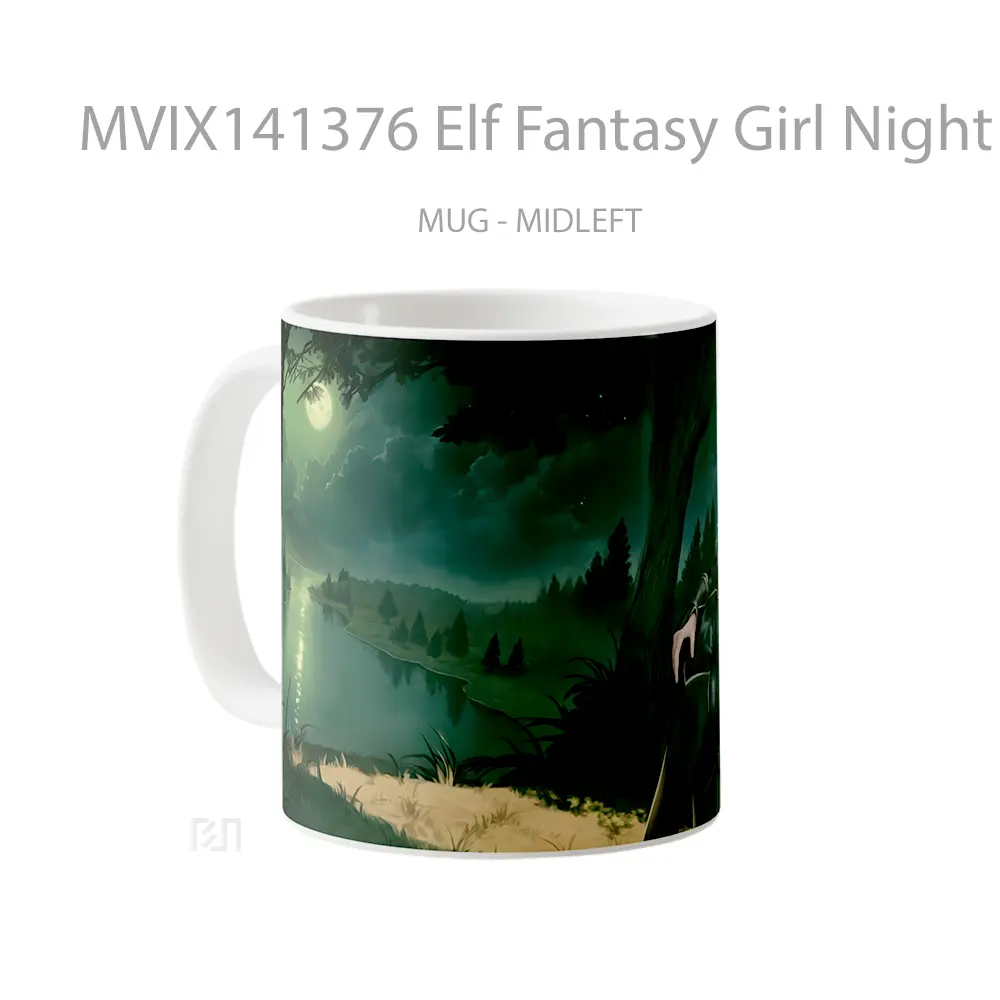 Mug Elf Fantasy Girl Night Moo Gelas Keramik Unik - All-side / Desain