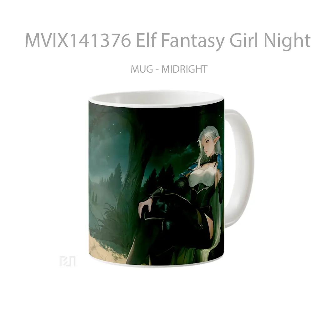 Mug Elf Fantasy Girl Night Moo Gelas Keramik Unik - All-side / Desain