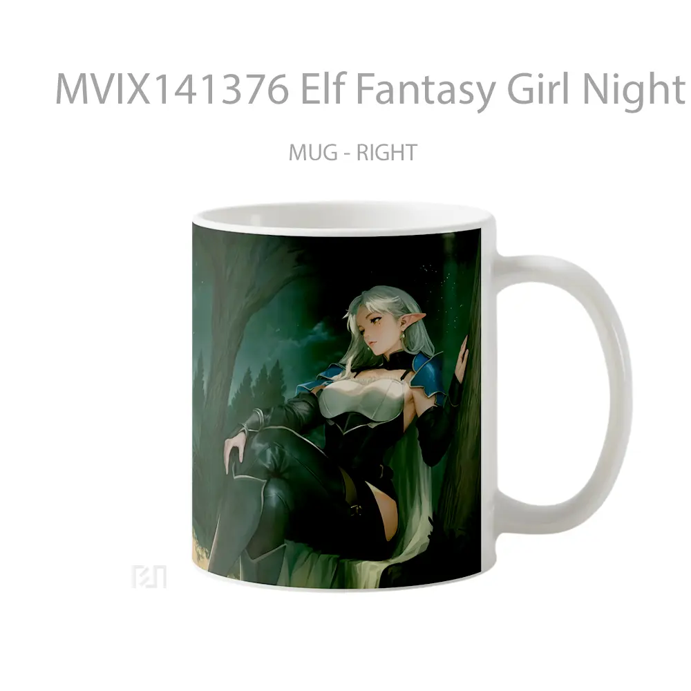Mug Elf Fantasy Girl Night Moo Gelas Keramik Unik - All-side / Desain
