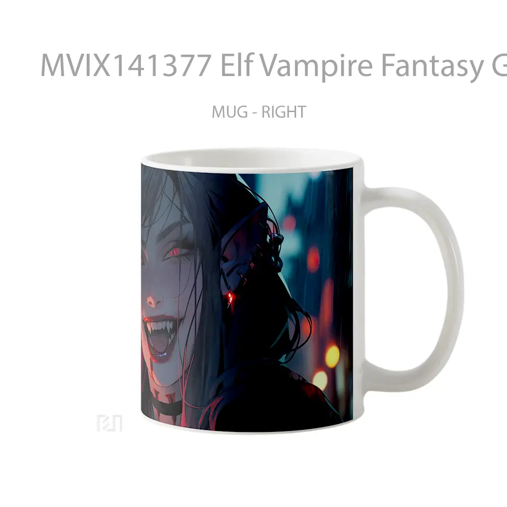 Mug Elf Vampire Fantasy Girl Gelas Keramik Unik - All-side / Desain