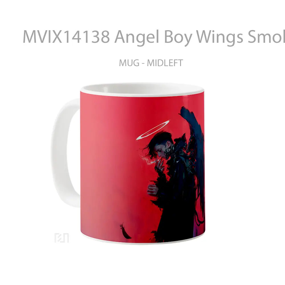 Mug Angel Boy Wings Smoking Anime Cangkir Anime - All-side / Desain