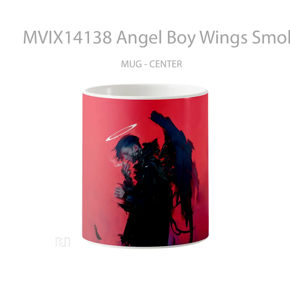 Mug Angel Boy Wings Smoking Anime Cangkir Anime