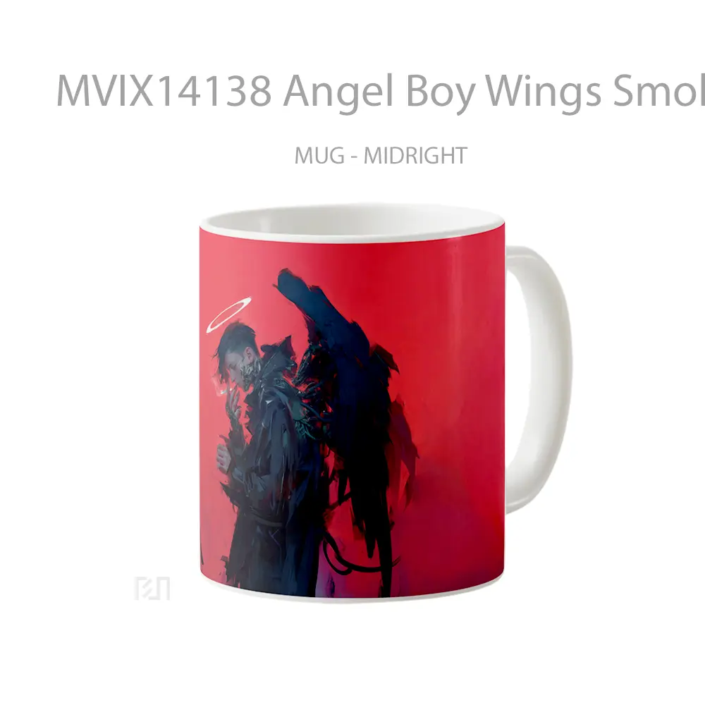 Mug Angel Boy Wings Smoking Anime Cangkir Anime - All-side / Desain