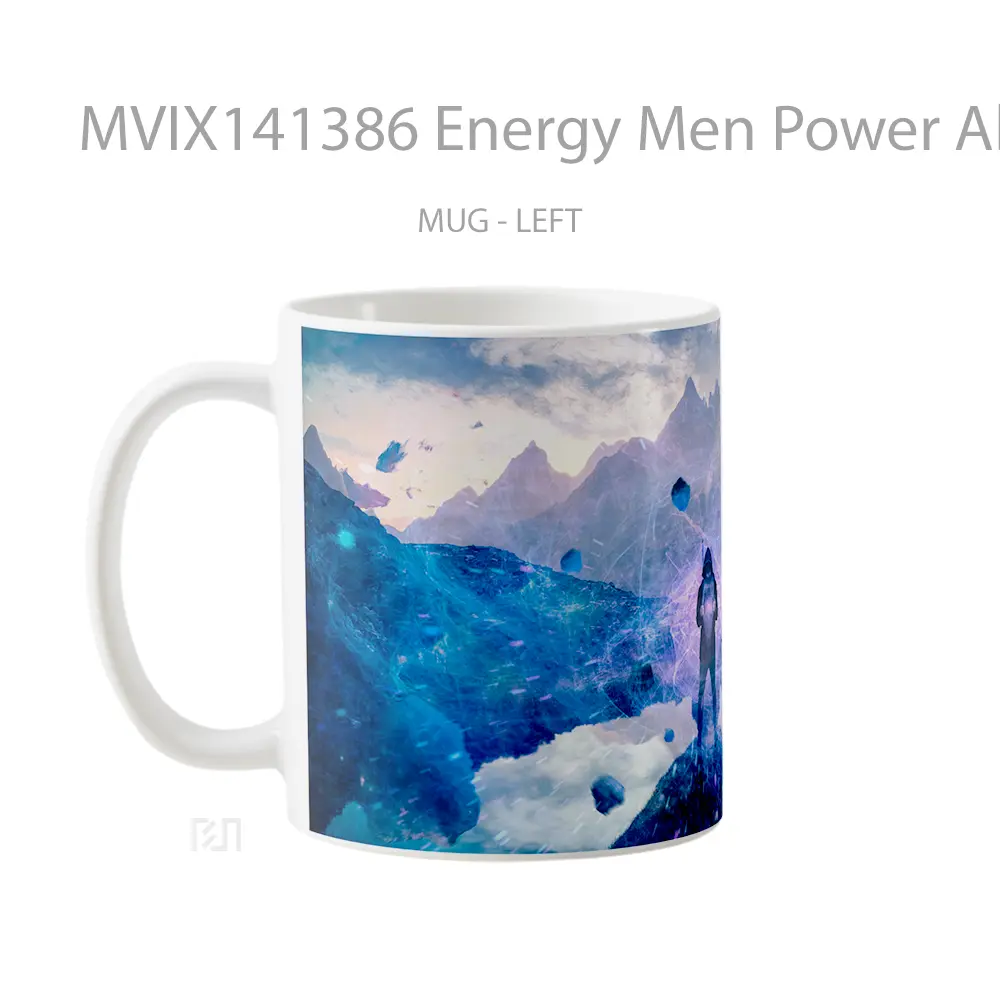 Mug Energy Men Power Alone Digital Art Gelas Keramik Unik - All-side / Desain