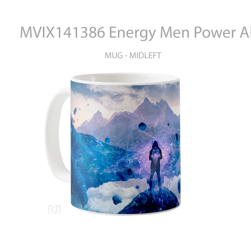 Mug Energy Men Power Alone Digital Art Gelas Keramik Unik - All-side / Desain