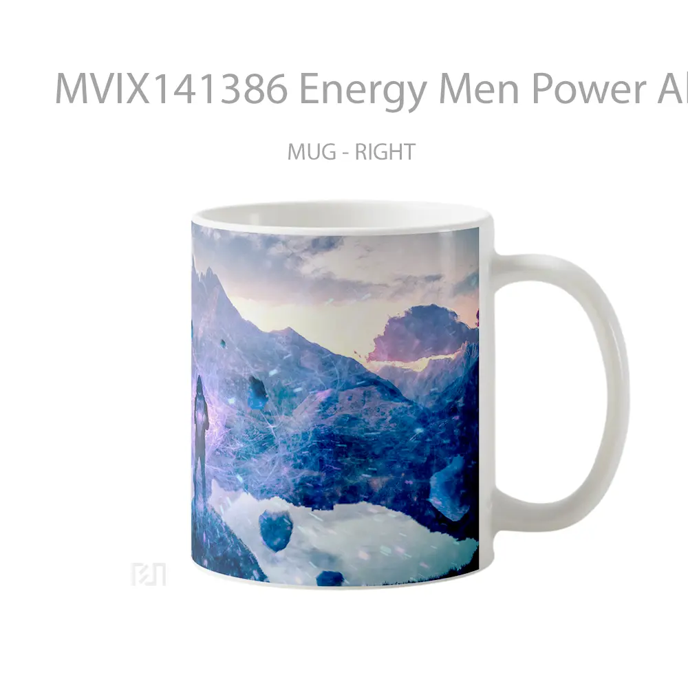 Mug Energy Men Power Alone Digital Art Gelas Keramik Unik - All-side / Desain