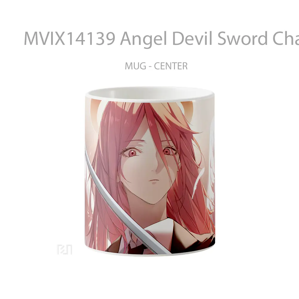 Mug Angel Devil Sword Chainsaw M Gelas Keramik Unik