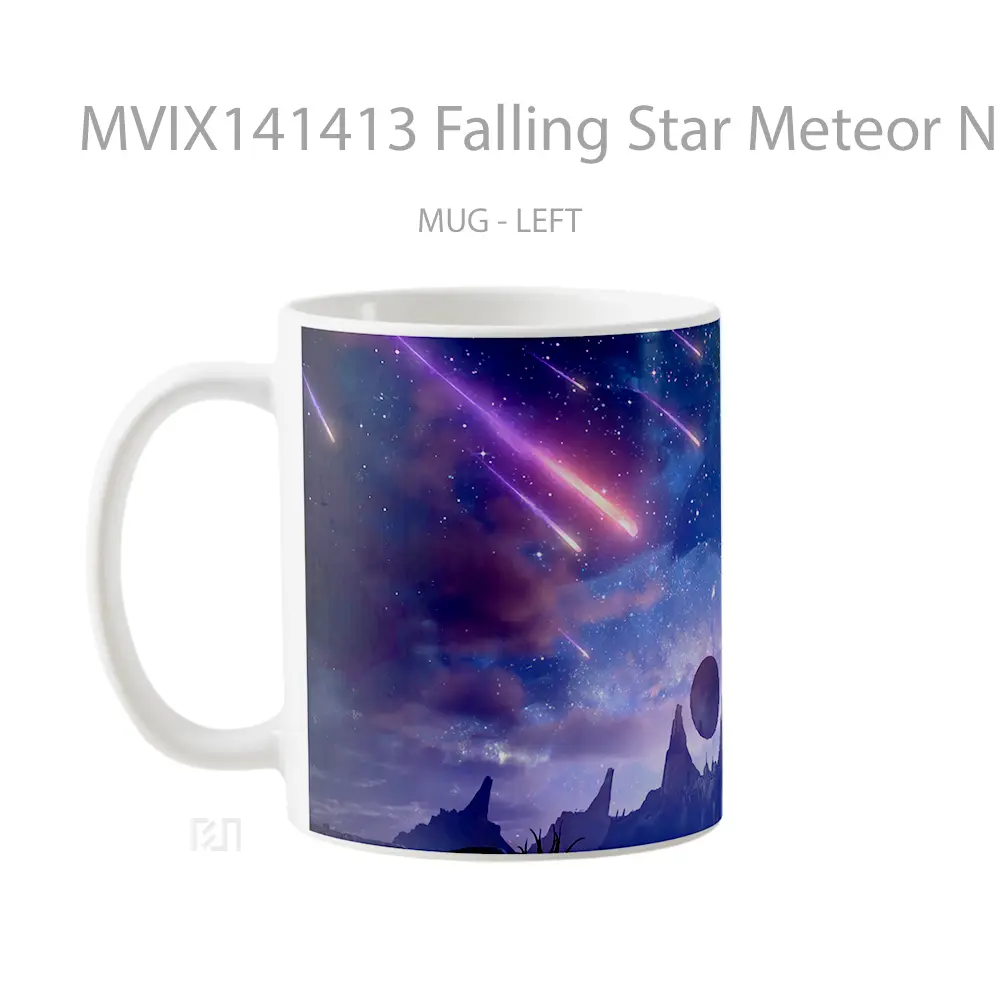 Mug Falling Star Meteor Night Sky Stars Scenery Gelas Pemandangan Alam - All-side / Desain