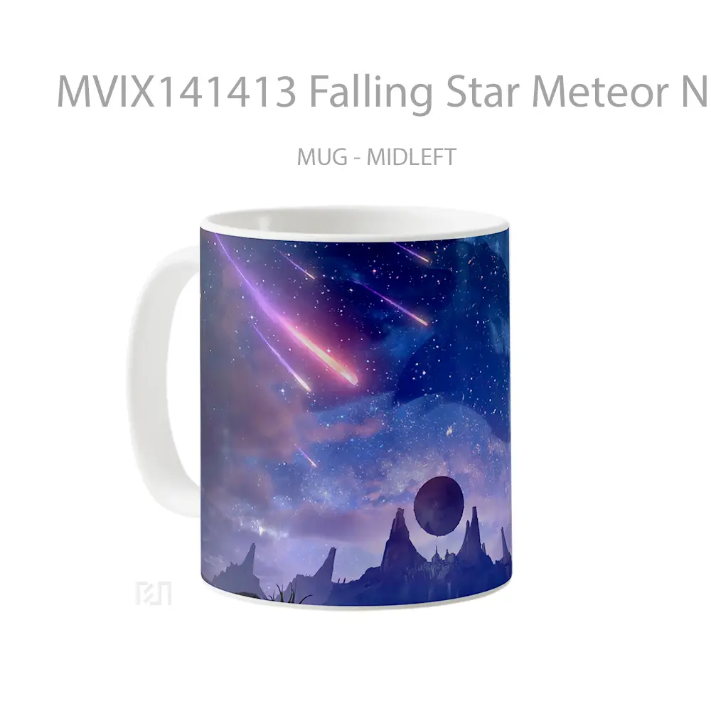 Mug Falling Star Meteor Night Sky Stars Scenery Gelas Pemandangan Alam - All-side / Desain