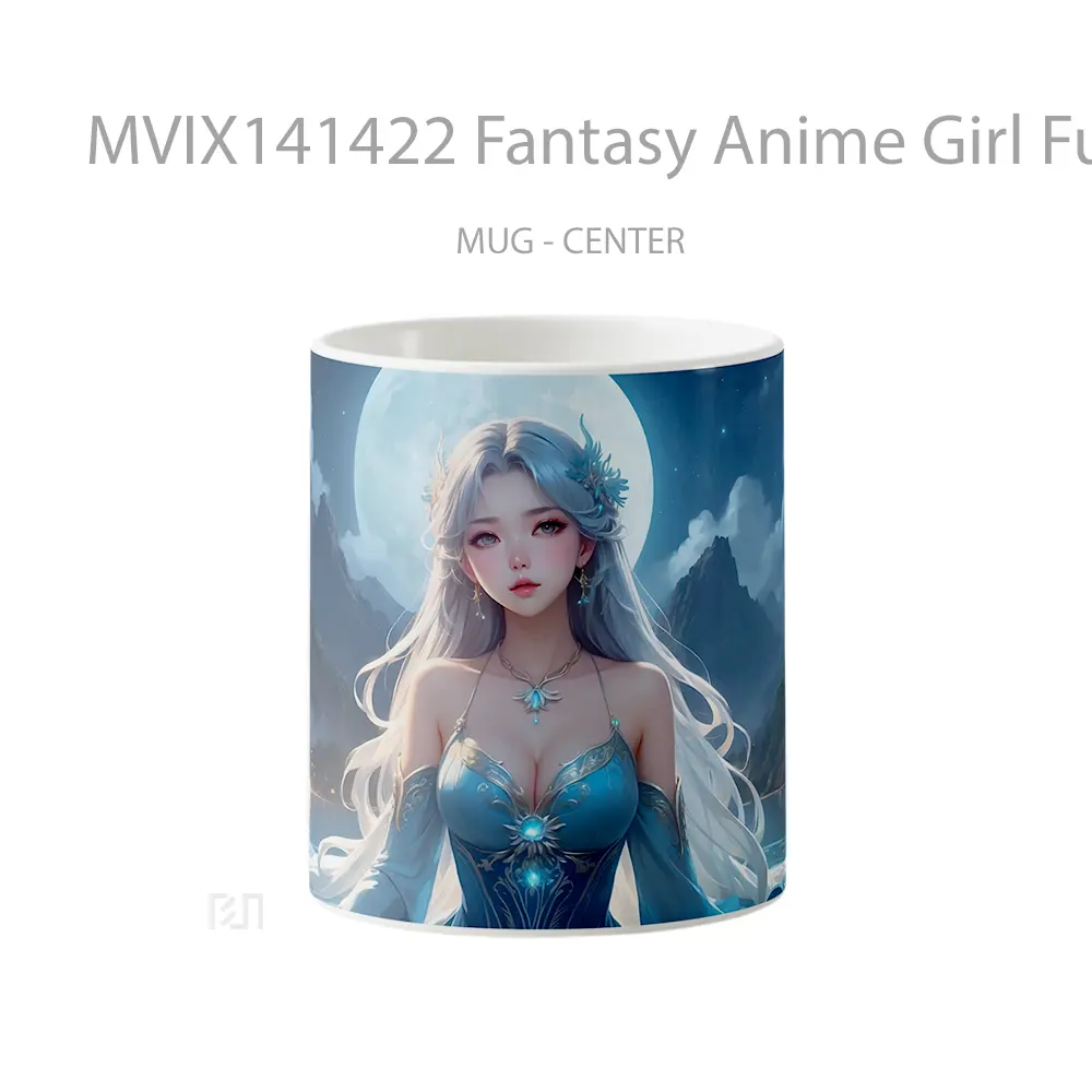 Mug Fantasy Anime Girl Full Moon Night Cangkir Anime