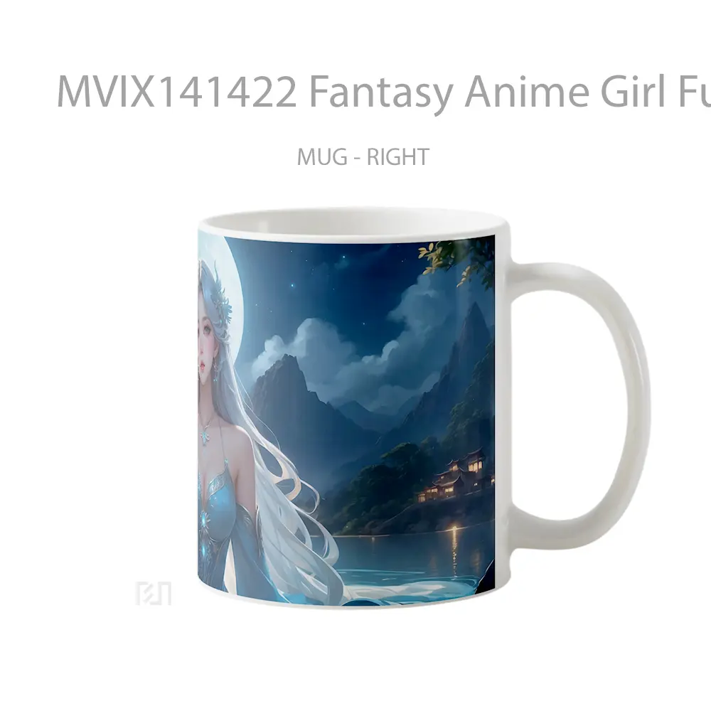 Mug Fantasy Anime Girl Full Moon Night Cangkir Anime - All-side / Desain