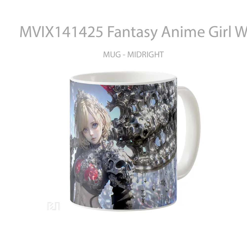 Mug Fantasy Anime Girl Warrior Axe Cangkir Anime - All-side / Desain