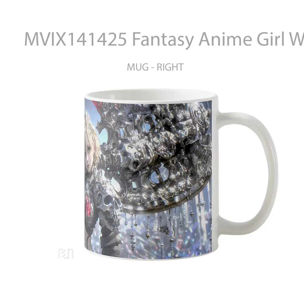 Mug Fantasy Anime Girl Warrior Axe Cangkir Anime - All-side / Desain