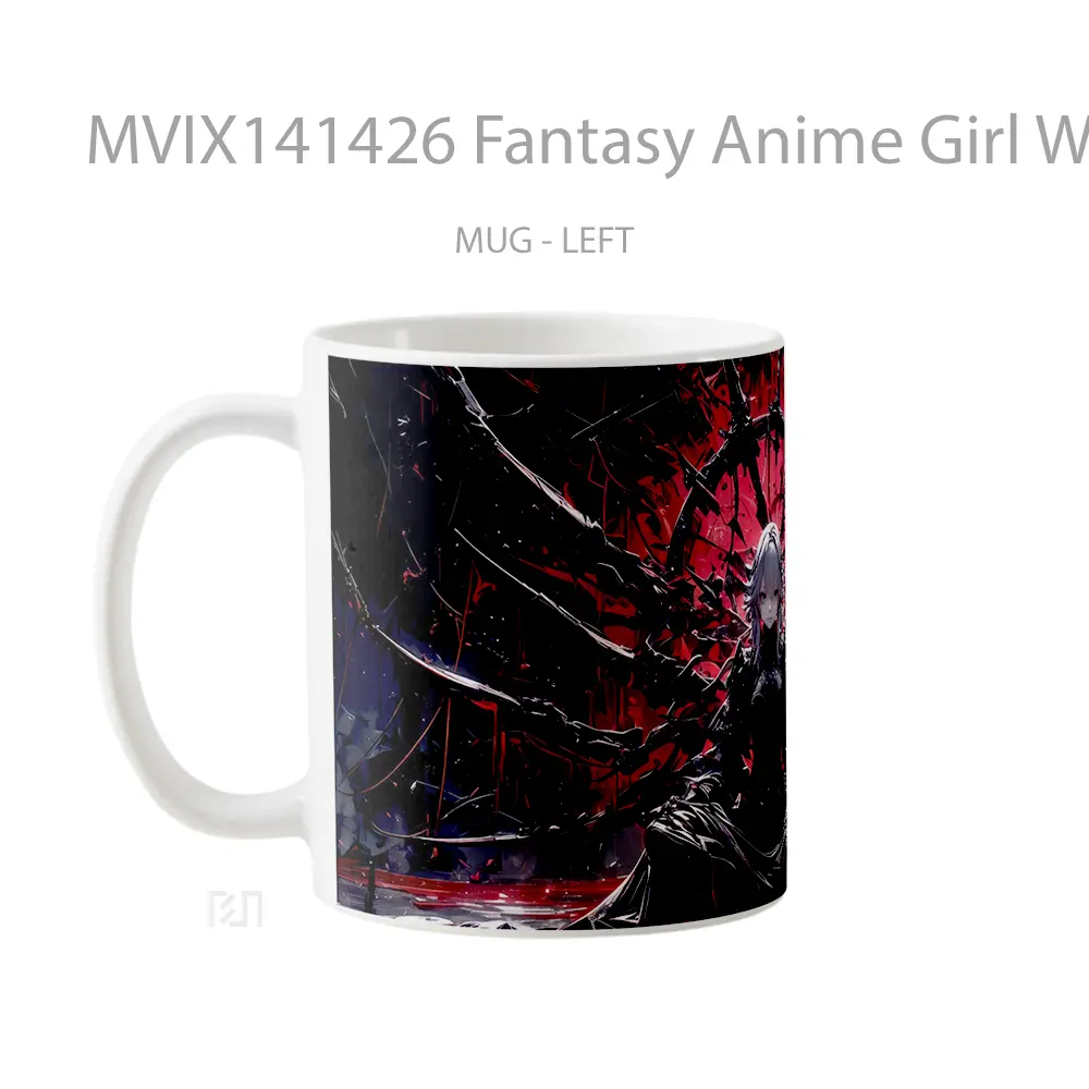 Mug Fantasy Anime Girl Warrior Cangkir Anime - All-side / Desain
