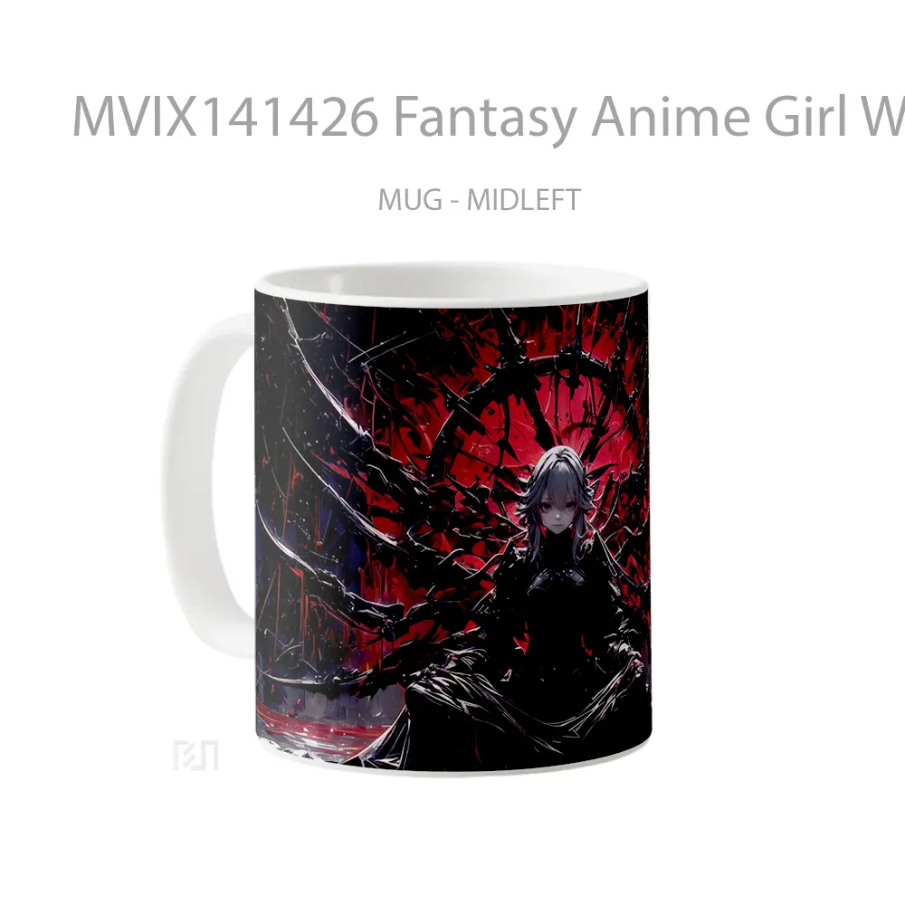 Mug Fantasy Anime Girl Warrior Cangkir Anime - All-side / Desain