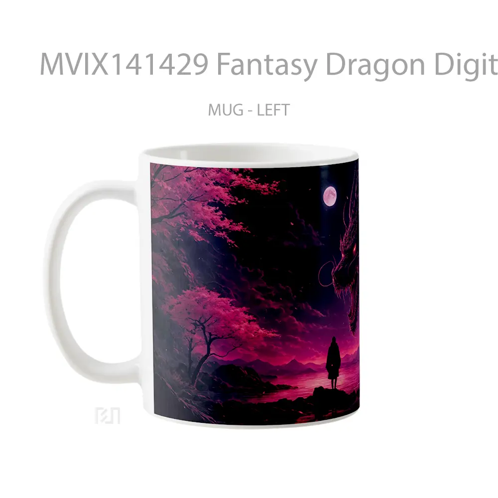 Mug Fantasy Dragon Digital Art Gelas Keramik Unik - All-side / Desain