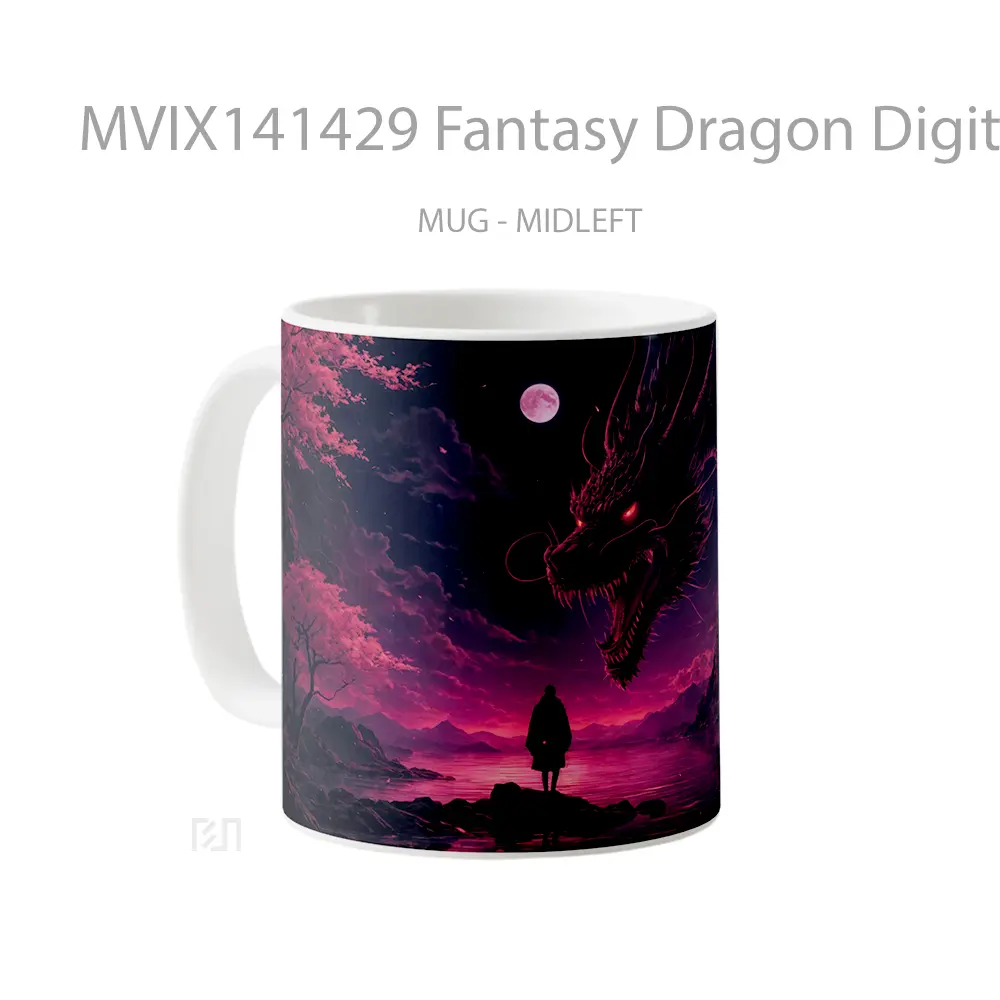 Mug Fantasy Dragon Digital Art Gelas Keramik Unik - All-side / Desain