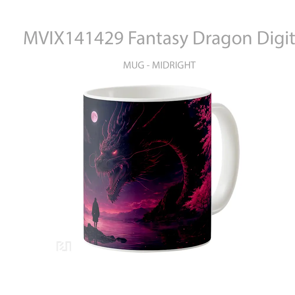 Mug Fantasy Dragon Digital Art Gelas Keramik Unik - All-side / Desain