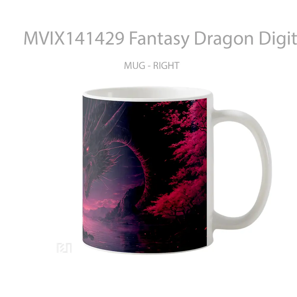 Mug Fantasy Dragon Digital Art Gelas Keramik Unik - All-side / Desain