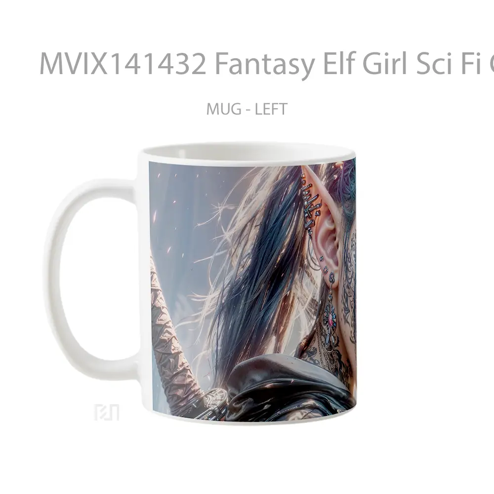 Mug Fantasy Elf Girl Sci Fi Cyberpunk Gelas Keramik Unik - All-side / Desain