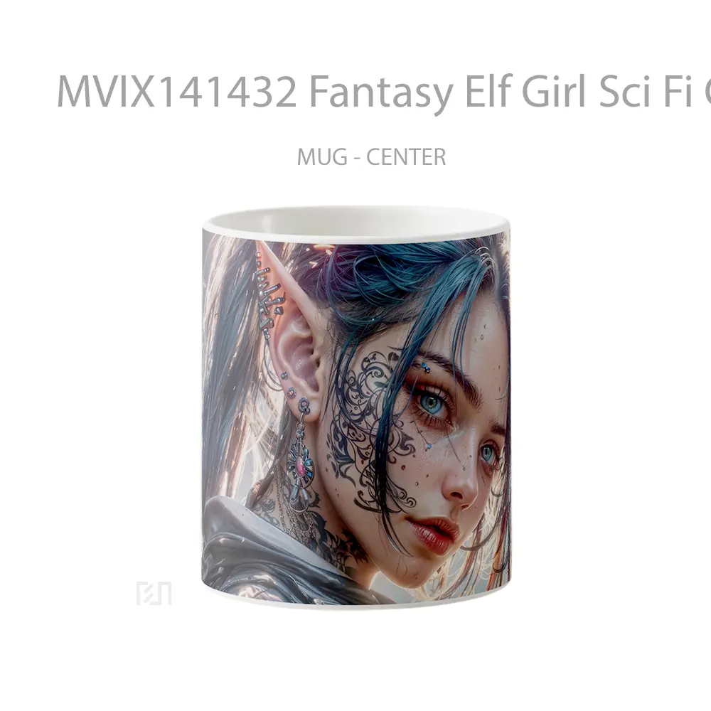 Mug Fantasy Elf Girl Sci Fi Cyberpunk Gelas Keramik Unik