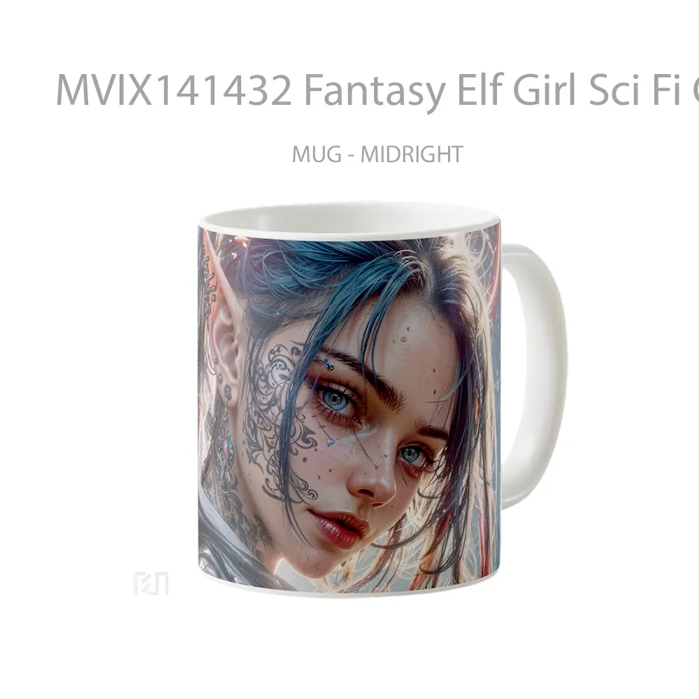 Mug Fantasy Elf Girl Sci Fi Cyberpunk Gelas Keramik Unik - All-side / Desain