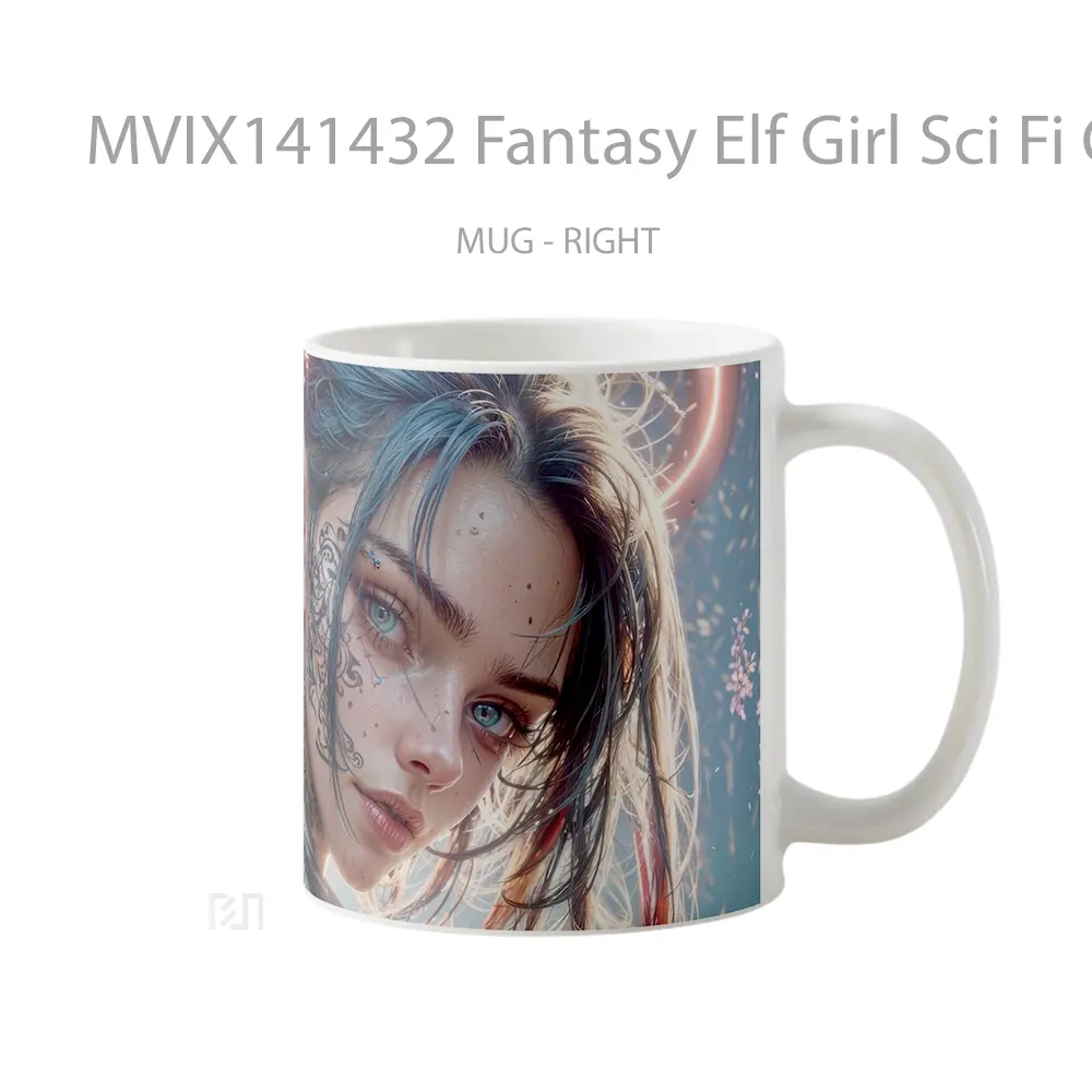 Mug Fantasy Elf Girl Sci Fi Cyberpunk Gelas Keramik Unik - All-side / Desain