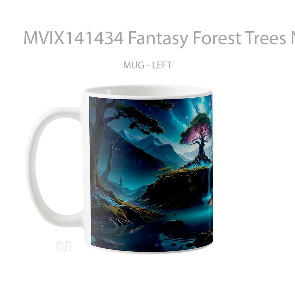 Mug Fantasy Forest Trees Nature Scenery Digital Ar Gelas Pemandangan Alam - All-side / Desain