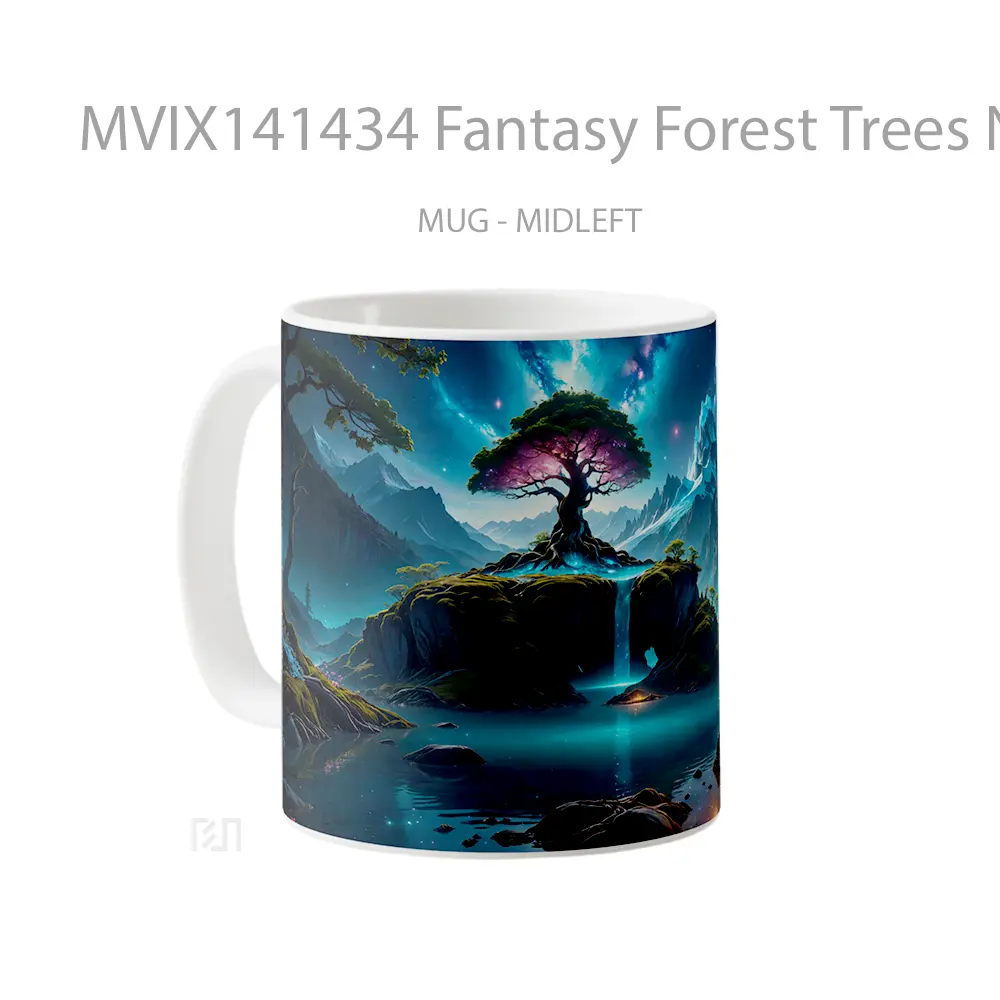 Mug Fantasy Forest Trees Nature Scenery Digital Ar Gelas Pemandangan Alam - All-side / Desain